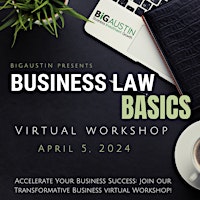 Immagine principale di Business Law Basics - VIRTUAL WORKSHOP 