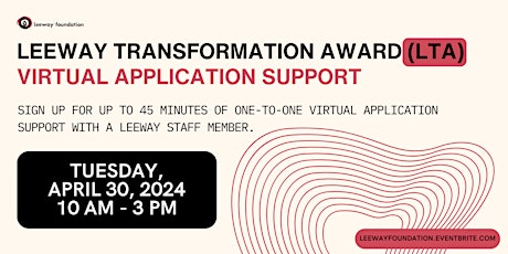 4/30 Transformation Award (LTA) Application Support (Virtual) primary image