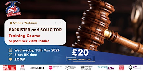 Barrister and Solicitor Training Course - September 2024 Intake primary image