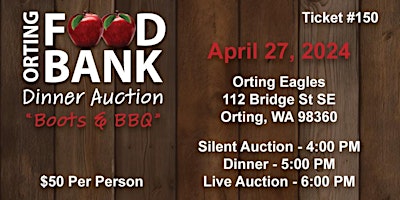 Imagem principal do evento 2024 Orting Food Bank Dinner Auction
