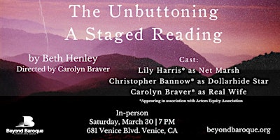 Imagem principal do evento The Unbuttoning by Beth Henley: A Staged Reading