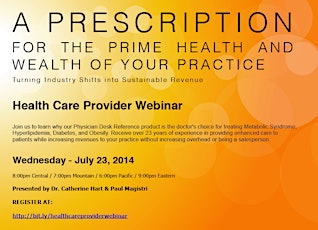 WEBINAR | July 23rd Registration For Physician and Health Care Providers Online primary image