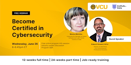 Webinar - VCU Cybersecurity Program Info Session: June 26, 6:00pm