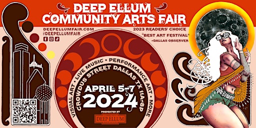 Imagem principal de 2024 Deep Ellum CommUNITY Arts Fair (FREE): April 5-7!! OFFICIAL EVENT PAGE