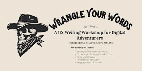 Imagem principal do evento Wrangle Your Words: A UX Writing Workshop for Digital Adventurers