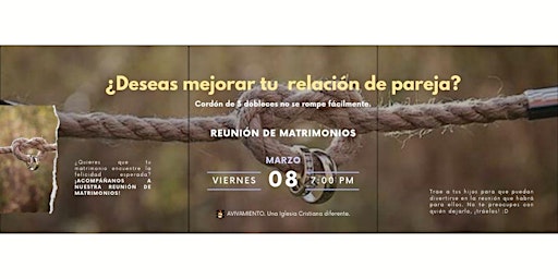 Imagem principal do evento REUNIÓN PARA MATRIMONIOS