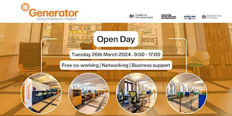 Free coworking day and business support session at the Generator primary image