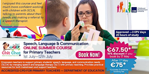 Image principale de Speech, Language & Communication Online Summer Course for Primary Teachers