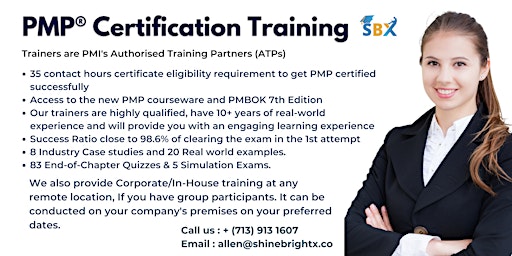 Imagen principal de PMP Live Instructor Led Certification Training Bootcamp Cornwall, ON