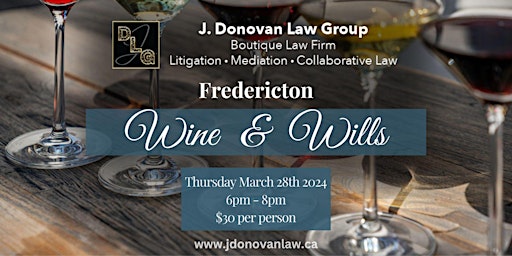 Imagem principal do evento Wine & Wills - Fredericton