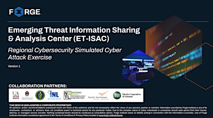 ET-ISAC Regional Cybersecurity Simulated Cyber Attack Exercise