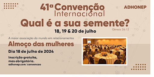 Primaire afbeelding van Almoço Apoio Feminino - Convenção ADHONEP 2024