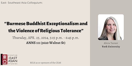 Hauptbild für “Burmese Buddhist Exceptionalism and the ...Tolerance” w/ Turner