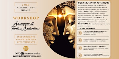 Immagine principale di WORKSHOP "Assaggio di Tantra Autentico" 