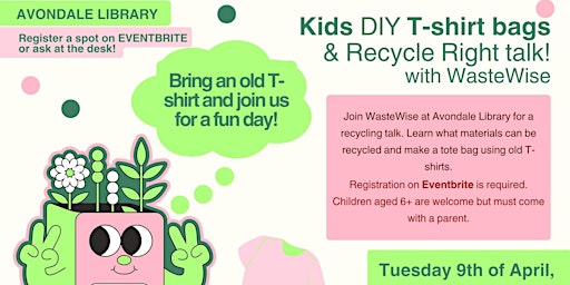 Kids DIY T-shirt bags  & Recycle Right talk! primary image