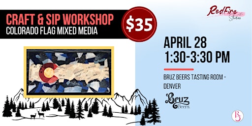 Imagen principal de Craft & Sip Workshop - Colorado Flag Mixed Media at Bruz