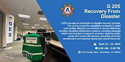 Recovery from Disaster: The Local Community Role (G205) primary image