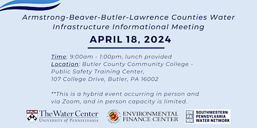 Primaire afbeelding van Armstrong - Beaver - Butler - Lawrence Water Infrastructure Meeting