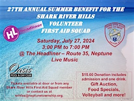 Primaire afbeelding van Shark River Hills First Aid Squad - Summer Bash & Fundraiser
