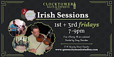 Image principale de Staunton Jams @ QCMS: Irish Sessions at Clocktower with Doug Sheridan