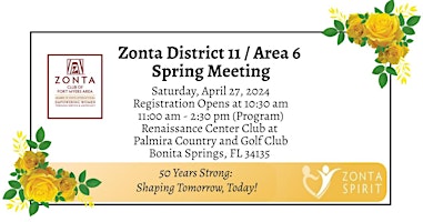 Image principale de Zonta District 11 / Area 6 - Reflecting on Progress, Inspiring Action!