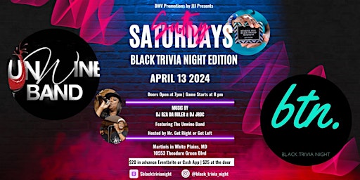 Immagine principale di Throwback Black Trivia Night at Martinis Lounge in White Plains 