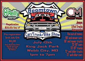 Primaire afbeelding van BoomTown Car, Truck & Bike Show presented by Cruisin Main & O'Reilly Auto