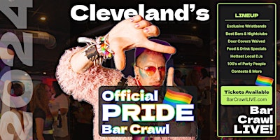 Imagem principal do evento 2024 Official Pride Bar Crawl Cleveland LGBTQ+ Bar Event Bar Crawl LIVE