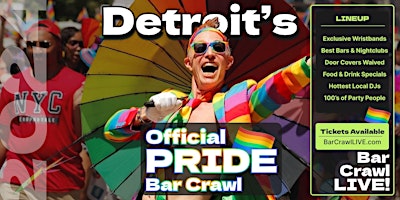 Immagine principale di 2024 Official Pride Bar Crawl Detroit LGBTQ+ Bar Event Bar Crawl LIVE 