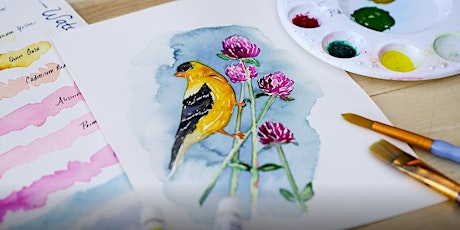 Watercolor Class in the Greenhouse: Goldfinch