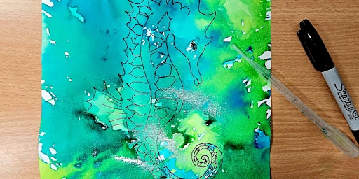 Primaire afbeelding van Sea animals ink splash art (Mudgee Library ages 6-8)