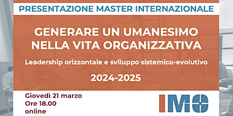 Presentazione Master Internazionale IMO - Edizione 2024-2025
