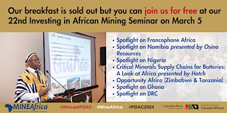 Primaire afbeelding van 22nd Investing in African Mining Seminar