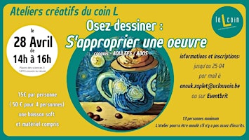 Image principale de Ateliers Créatifs du Coin L: OSEZ DESSINER ! - S'approprier une œuvre d'art