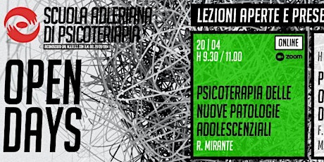 Hauptbild für Psicoterapia delle nuove patologie adolescenziali + Presentazione  Scuola