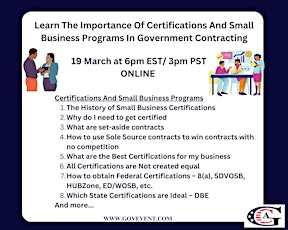 Learn The Importance Of Certifications And Small Business Programs primary image