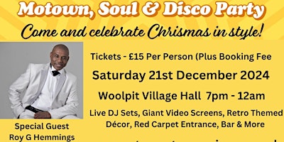 Imagem principal do evento Motown Christmas Party Night - WOOLPIT VILLAGE HALL