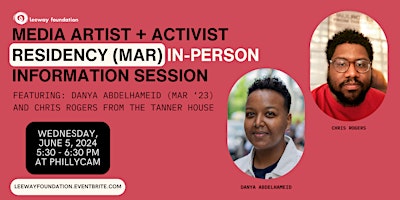 Hauptbild für 6/5 Media Artist + Activist Residency (MAR) Info Session (In-Person)