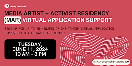 Hauptbild für 6/11 Media Artist + Activist Residency (MAR) Application Support (Virtual)