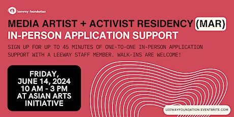 6/14 Media Artist + Activist Residency (MAR) Application Support  primärbild