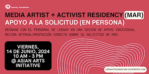 Imagen principal de 6/14 Media Artist + Activist Residency Apoyo a la Solicitud (en persona)