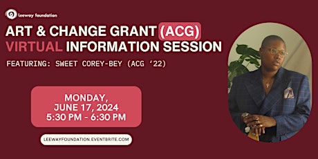 Imagem principal do evento 6/17 Art & Change Grant (ACG) Info Session (Virtual)