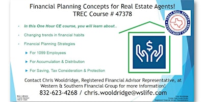 Primaire afbeelding van Financial Planning Concepts for Real Estate Agents & Investors!