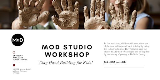 MoD Studio Workshop: Clay Hand Building for Kids (Ages 7-12)  primärbild