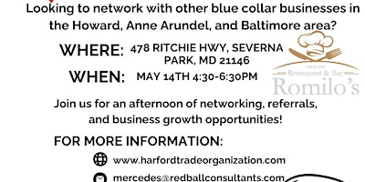 Primaire afbeelding van HTO's First Networking Event in Severna Park