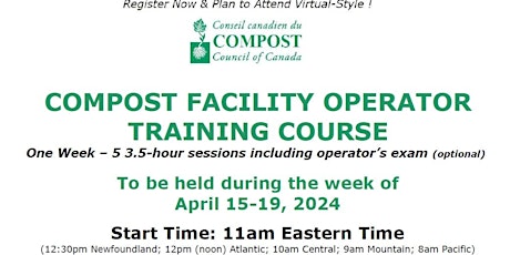 COMPOST FACILITY OPERATOR TRAINING COURSE