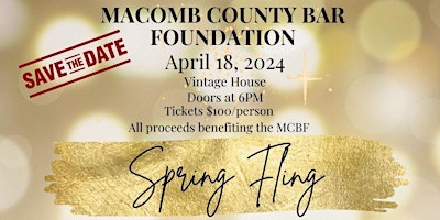 Image principale de Macomb County Bar Foundation Spring Fling