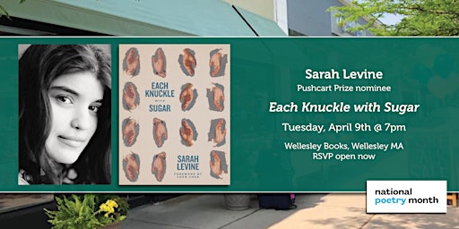 Immagine principale di Poetry Reading with Sarah Levine - "Each Knuckle with Sugar" 