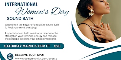 Imagen principal de Virtual International Women's Day Sound Bath