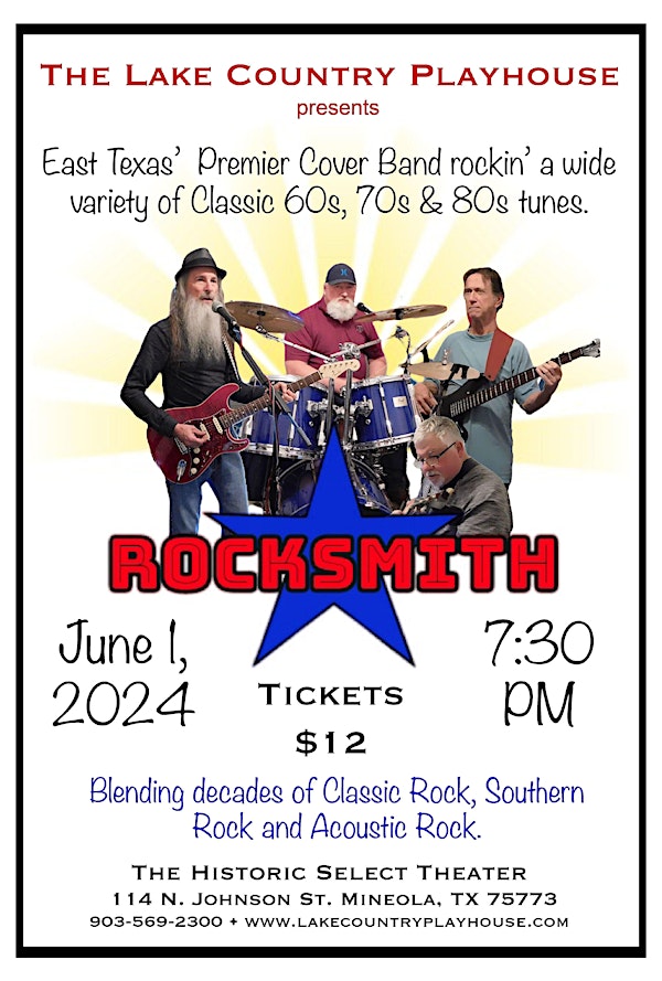 Rocksmith!  Live Oldies Band (60'a thru 80's) at the Historic Select Theater!!